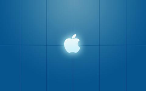 苹果图案蓝色背景壁纸