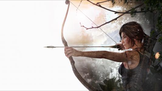 坟茔入侵者的崛起的Lara Croft使用弓墙纸