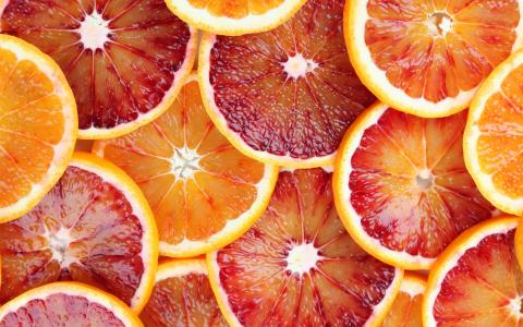 水果片，橘子，葡萄柚，果汁，红色和黄色的壁纸