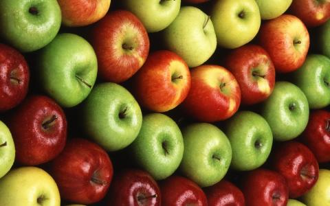 水果特写，红色和绿色的苹果壁纸