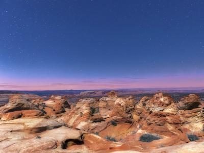 美国，亚利桑那州，国家公园，岩石，夜晚，星星，蓝色的天空壁纸