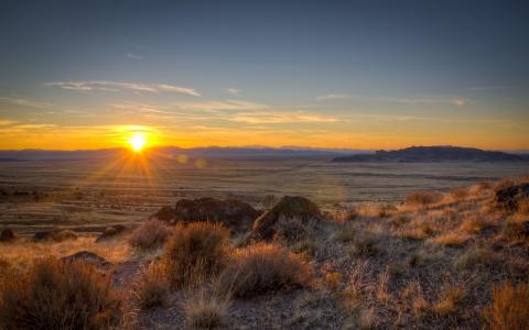 犹他州，美国，草，日出，黎明壁纸