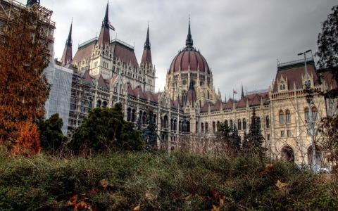 布达佩斯市，匈牙利，议会，建筑墙纸