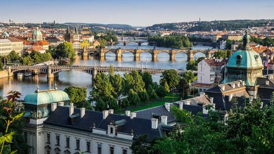 布拉格，捷克共和国，城市，伏尔塔瓦河河，桥梁，房屋壁纸