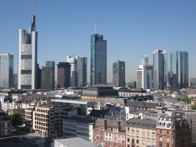 法兰克福，德国，全景，摩天大楼的壁纸