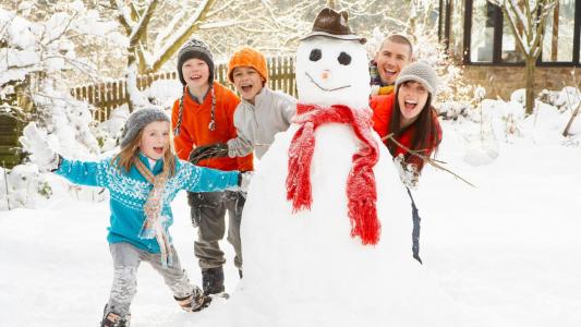 雪人儿童人们欢乐冬季免费照片壁纸
