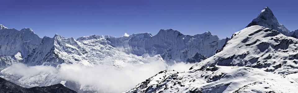 Himalayas全景，Ama Dablam和马卡鲁峰，雪景壁纸