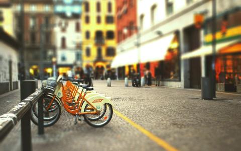 城市街道自行车停车壁纸