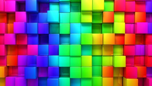 立方，彩虹，摘要，多彩的壁纸