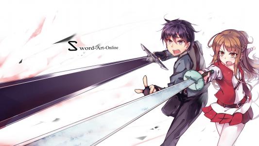 刀剑神域，Yuuki Asuna，Kirigaya桐人，剑，动漫壁纸
