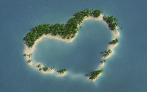 心脏形状海岛皇族壁纸