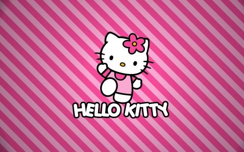 凯蒂猫，卡通，粉红色，猫，花卉壁纸