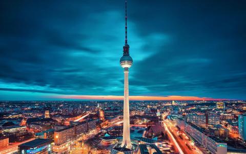 柏林，走在城市，夜，德国，异域风情，照明，城市壁纸