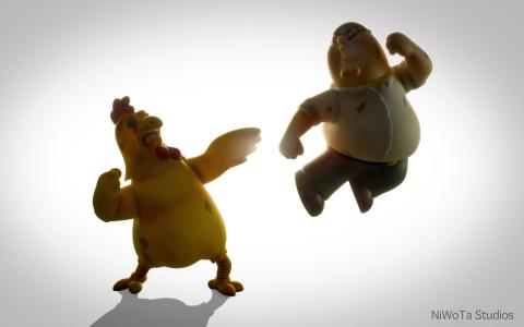 Family Guy Peter Griffin Chicken Fight Light高清壁纸