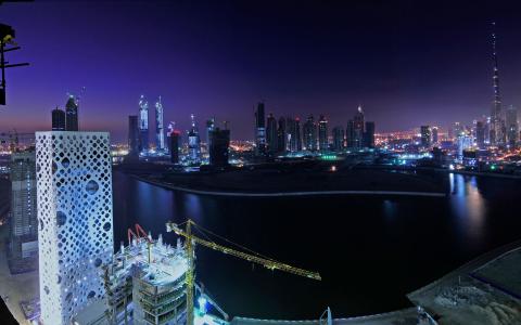 Downtown Nights Dubai HD wallpaper