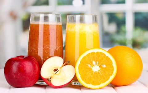 营养果汁，苹果，橘子壁纸