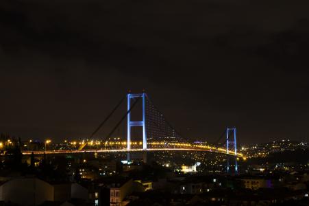 桥，伊斯坦布尔，晚上壁纸