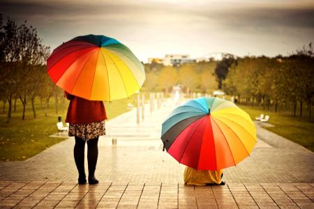 雨伞，丰富多彩，孩子们，彩虹，天气，心情壁纸