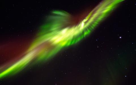 极光Borealis北极光夜晚绿色星星高清壁纸