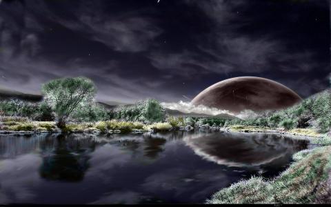 Alien Landscape Planet Reflection高清壁纸