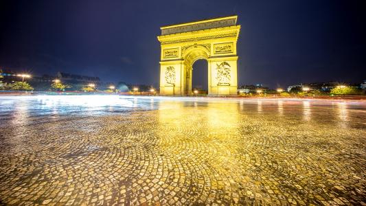 巴黎凯旋门夜间游戏中时光倒流高清壁纸