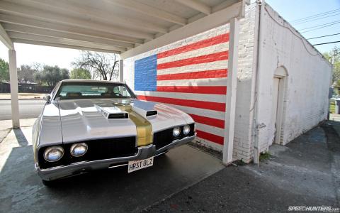 Oldsmobile赫斯特442经典车经典的美国国旗国旗高清壁纸