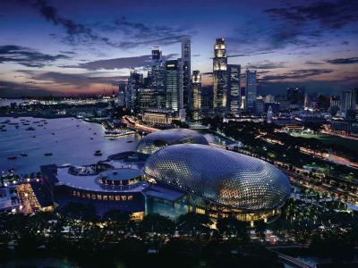 新加坡的夜晚，摩天大楼，灯光，海湾壁纸