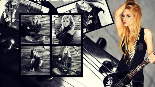 Avril Lavigne的照片与吉他壁纸