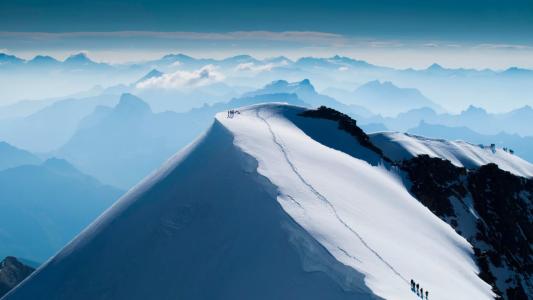 山顶，滑雪板，风景壁纸