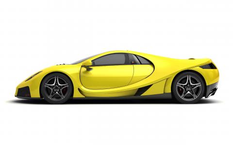 GTA Spano，黄色汽车，侧视图，白色背景壁纸