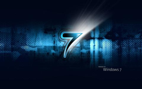 Windows7三维蓝黑色壁纸
