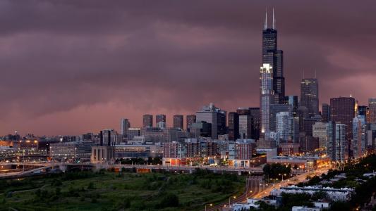 芝加哥城市灯光壁纸