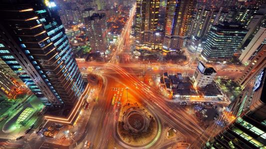 高分辨率图像首尔城市夜景壁纸