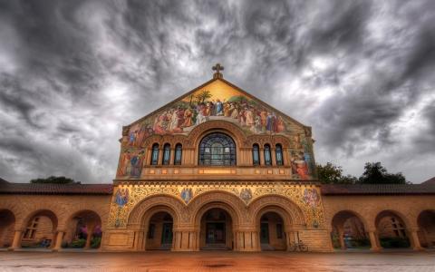 斯坦福大教堂，绘画，云，黄昏，加利福尼亚州，美国壁纸