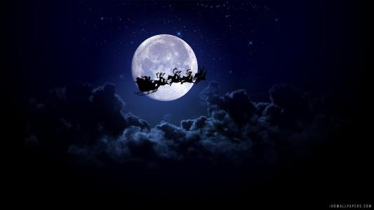圣诞老人帆在月光壁纸