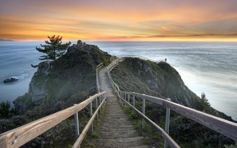 美国加州谷日落海景观海洋照片背景壁纸