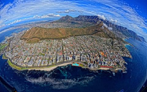 开普敦南非建筑山空中海岸高清壁纸