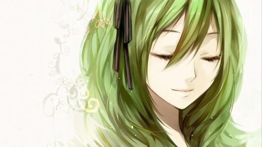 动漫女孩，绿色的头发，动漫壁纸