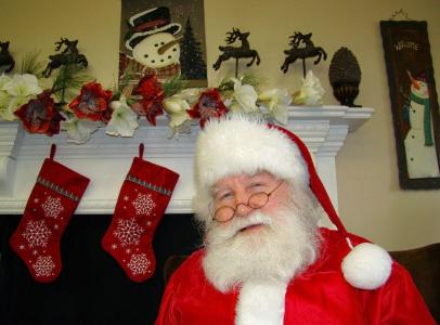 圣诞老人，壁炉，丝袜，圣诞节，假日壁纸
