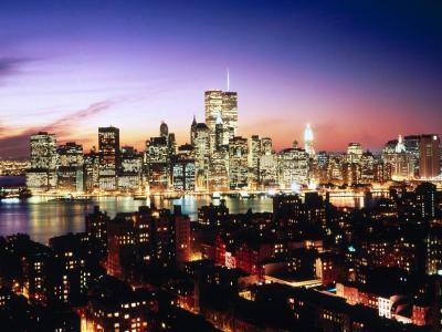 纽约布鲁克林高地上看到的曼哈顿下城