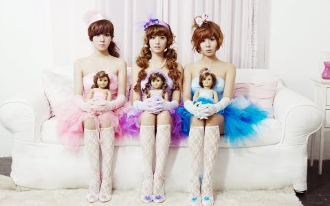 橙色焦糖，韩国音乐组，美丽的女孩壁纸
