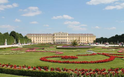 美泉宫公园在维也纳，奥地利旅游的地方壁纸