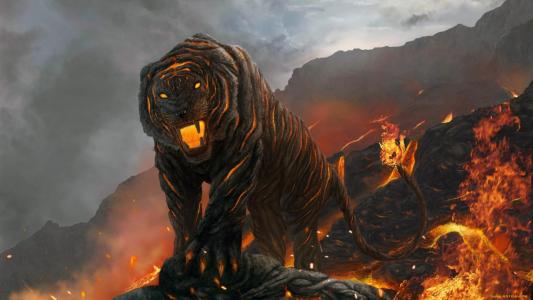 虎从地狱的火山壁纸