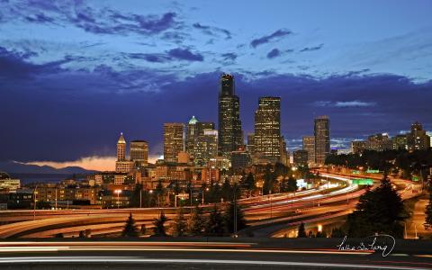 西雅图市夜景灯壁纸