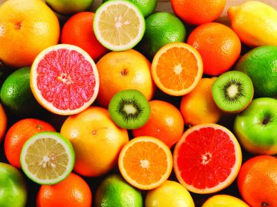 美味的水果，橘子和猕猴桃果壁纸