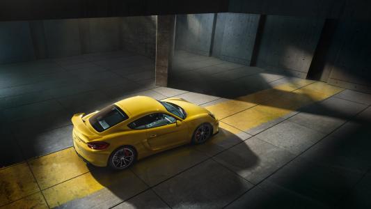 汽车，保时捷，保时捷Cayman，保时捷Cayman GT4，黄色壁纸
