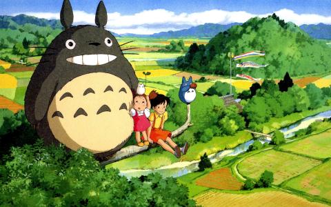 Hayao Miyazaki, My Neighbor Totoro, beautiful countryside wallpaper