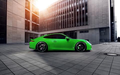 汽车，保时捷，保时捷911 Carrera 4S，保时捷911，绿色车壁纸