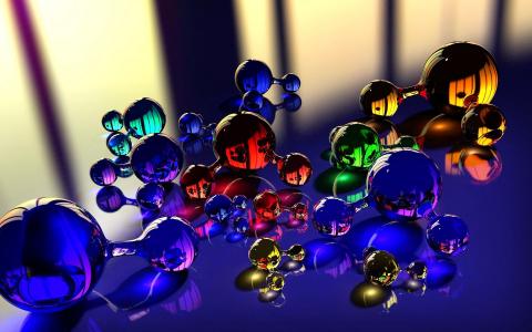 球，分子，按摩器，玻璃，反射，颜色壁纸