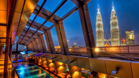 View From A Hotel Pool In Kuala Lumpur Hdr wallpaper